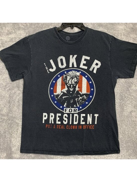 DC Comics Originals Other - DC Comics The Joker For President T Shirt Mens L Black Graphic Put A Real Clown